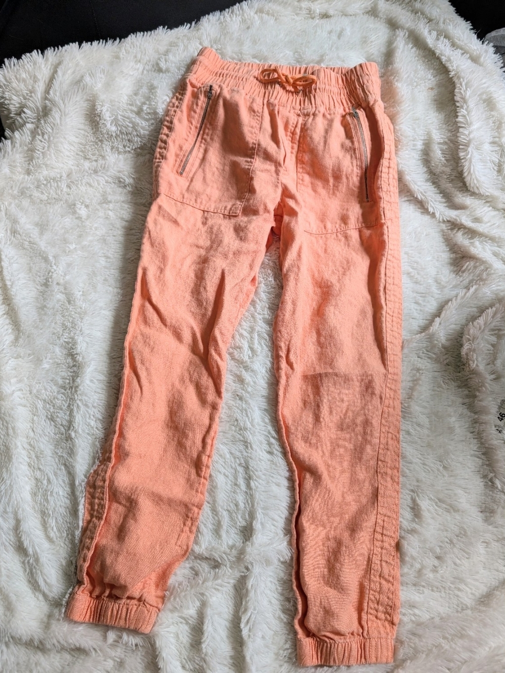 Athleta Peach Coral Elastic Waist Cabo Linen Jogger Pull On Pants Size 0